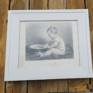 White Framed Baby Art Print
